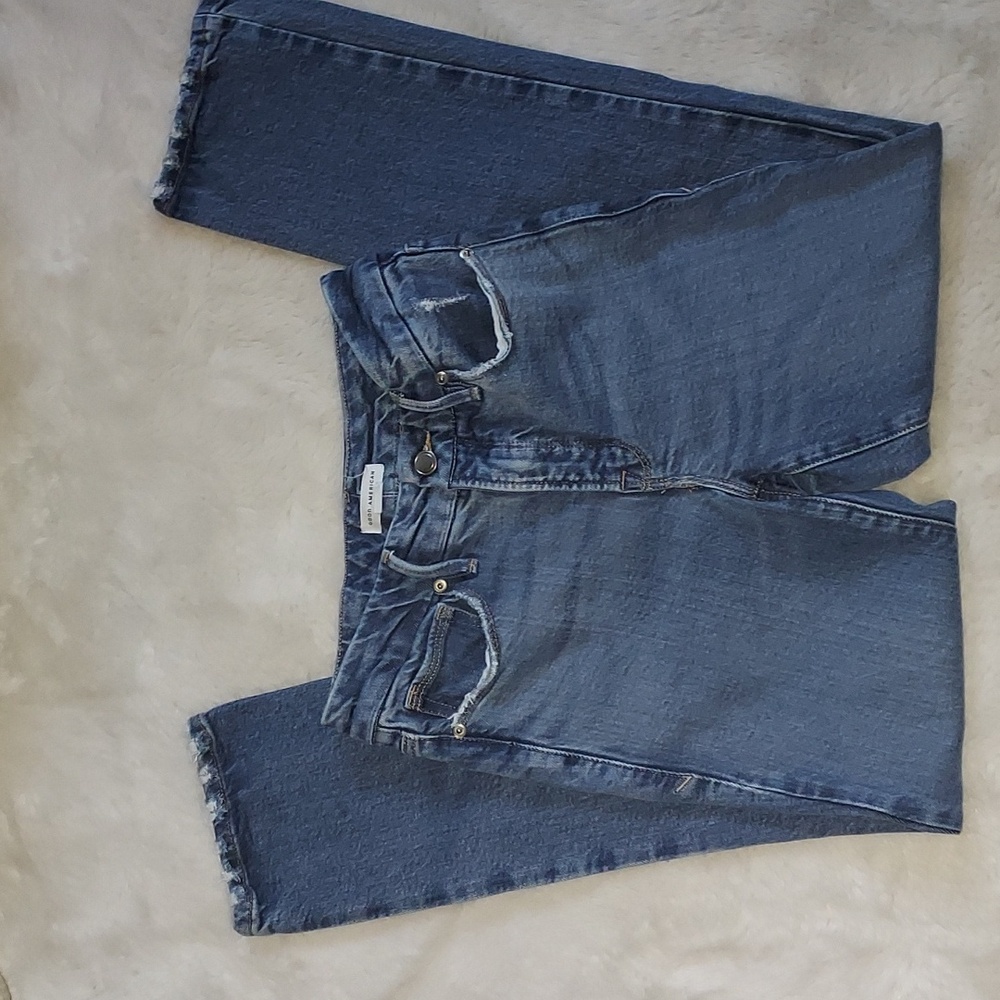 Good American Women's Straight Leg Jeans in Dark Blue Denim
